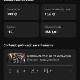 Canal  monetizada HISTORIAS CUBANAS 12,3 mil inscritos