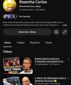 Canal Resenha Cortes 2,71 mil inscritos