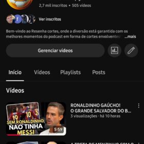 Canal Resenha Cortes 2,71 mil inscritos