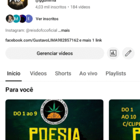 Canal no YouTube 4,03 mil inscritos