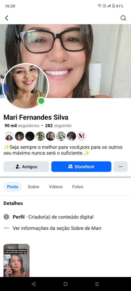 Perfil monetizado no Facebook, média de 150$ a 200$ mensais de lucros com bom engajamento
