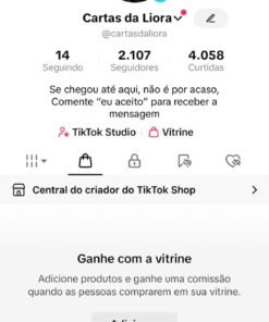 Conta Cartomante tiktok shop ativo 2100 seguidores, limpinha
