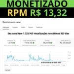 CANAL MONETIZADO com RPM R$ 13,32 e PÚBLICO ESPANHOL 6.150 Inscritos