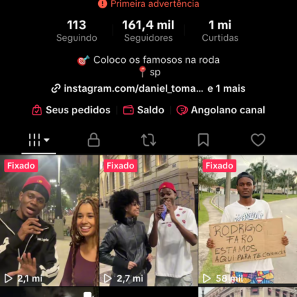 Conta Tiktok 161,5 mil Seguidores