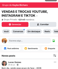 GRUPO DE VENDAS E TROCAS YOUTUBE,INSTAGRAM E TIKTOK