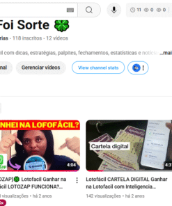 Canal YouTube antigo nicho Loteria / Ganhar Dinheiro 118 inscritos
