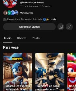 Canal YouTube 12,1 mil inscritos