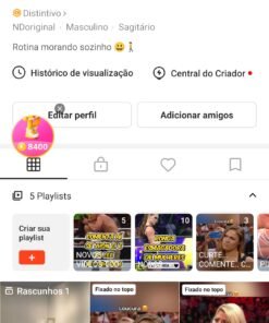 Conta KWAI monetizada com 233k de seguidores e 900 mil curtidas / Nível platina.