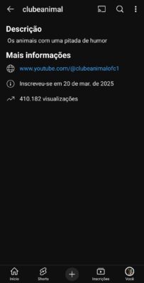 Canal Clubeanimalofc 2,32 mil inscritos
