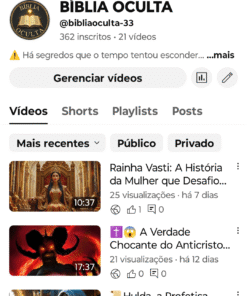 Canal Bíblia Oculta 362 inscritos