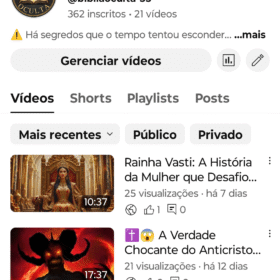 Canal Bíblia Oculta 362 inscritos