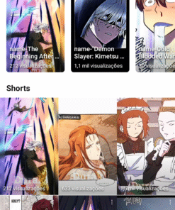 Canal YouTube de edits de mangá, com ótimo engajamento com 238 inscritos
