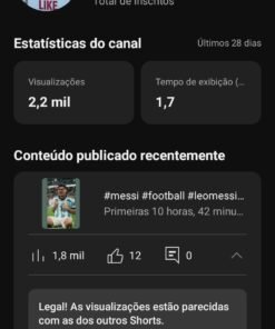 Canal de futebol 1,75 mil inscritos
