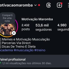 Conta Instagram Nicho Musculação / Academia 53 Mil Seguidores Monetização Liberada