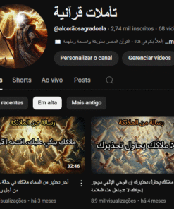 Canal Religioso Monetizado em Árabe 2,74 mil inscritos