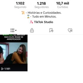 Canal de TikTok com 1218 Seguidores - TikTok Channel with 1218 Followers