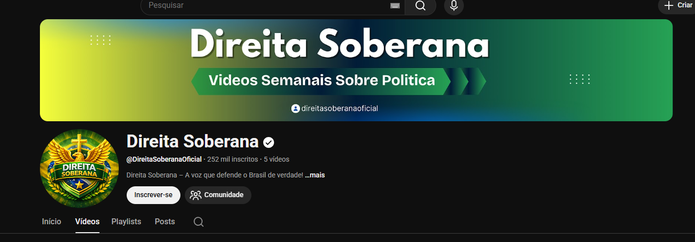 Captura de tela 2026-03-12 141552 CANAL YOUTUBE | 252K SUBS |+1M VIEWS em 48Hrs SEMPRE | NICHO POLÍTICA | 🚀 OPORTUNIDADE - Imagem 1