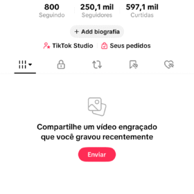 Conta no tiktok 250.1K Seguidores 597.1K Curtidas