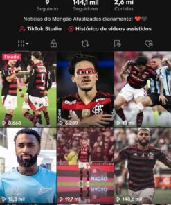 Combo TikTok: 144 MIL seguidores , Kwai: 111 MIL seguidores, Facebook: 24 MIL seguidores , Instagram: 17 MIL seguidores , YouTube: 1.700 seguidores Notícias do Flamengo monetizados