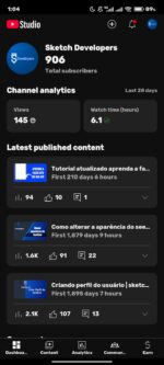 Canal Youtube Sketch Developers com 906 inscritos