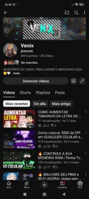 CANAL DO YOUTUBE 690+ INSCRITOS 450+ HORAS DE EXIBIÇÃO