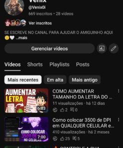 CANAL DO YOUTUBE 690+ INSCRITOS 450+ HORAS DE EXIBIÇÃO
