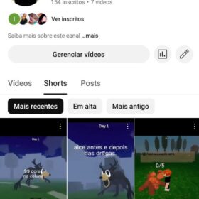 Canal com 154 inscritos no YouTube.