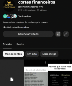 Canal dark cortes financeiros +22.900 inscritos altamente engajados