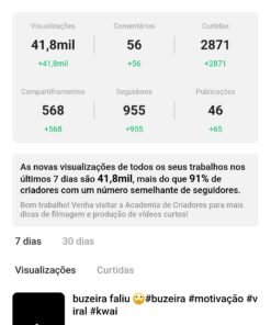 KWAI CONTA COM 15 DIAS OTIMO ENGAJAMENTO JA 976 Seguidores