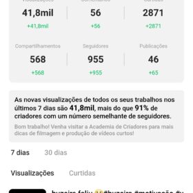 KWAI CONTA COM 15 DIAS OTIMO ENGAJAMENTO JA 976 Seguidores