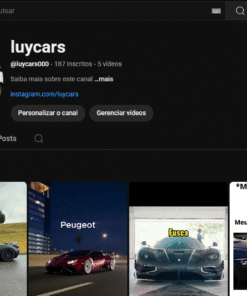 Canal youtube com 187 inscritos de Carros