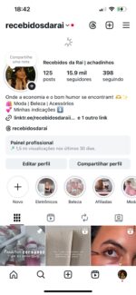 Instagram achadinhos de moda, beleza, crescimento 100% orgânico, 99% público feminino com 15.900 seguidores