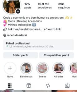 Instagram achadinhos de moda, beleza, crescimento 100% orgânico, 99% público feminino com 15.900 seguidores