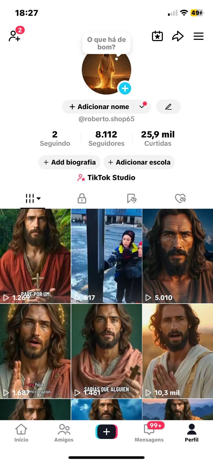 conta tiktok 3k jesus