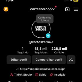 Conta do tik tok monetiza com 15 mil seguidores
