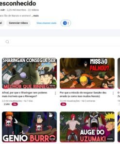 Canal de Animes Monetizado recentemente 2,25 mil inscritos