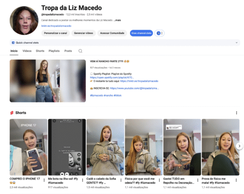 Canal YouTube 12k de inscritos - Alta retenção feminina (25–34 anos)