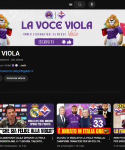 Canal Youtube de Futebol da Fiorentina (Itália) - 100% Nichado com 567 Inscritos