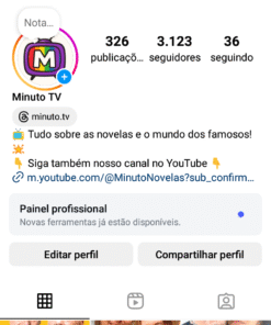 💎 INSTAGRAM 3.1K Seguidores | +1.1M Views em 30 Dias 🚀 | Nicho TV & Famosos 🎬