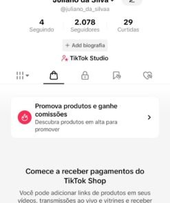 Conta tiktok 1624 Seguidores, shop ativo sem documento