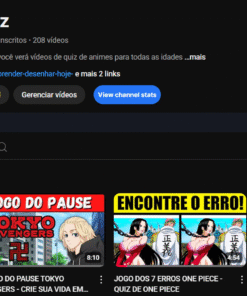 Canal de Quiz de Animes com 1,68 mil inscritos