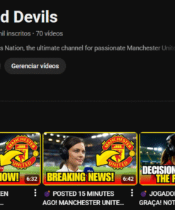 Canal Monetizado Futebol Manchester United com 1,74 mil inscritos