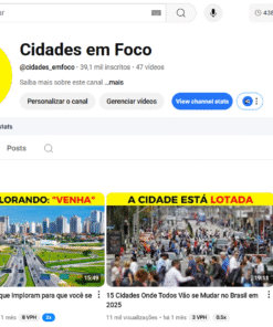 Canal Youtube Curiosidades de Cidades com 39k de inscritos
