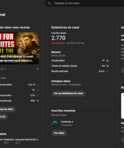 Canal de Oração EUA Monetizado à Venda com 2,700 mil inscritos