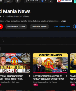 Canal Youtube do Manchester UTD com 4,19 mil inscritos