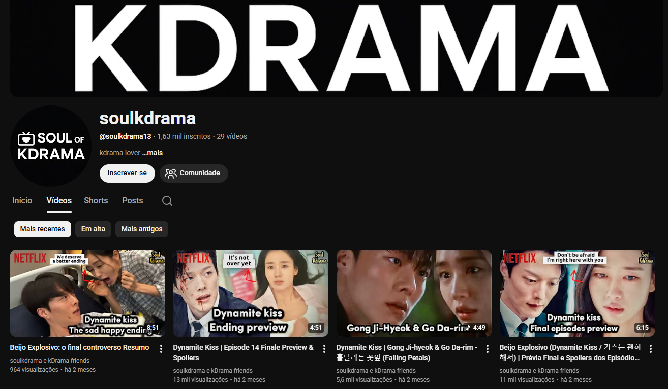 Captura de tela 2026-03-06 105152 CANAL YOUTUBE MONETIZADO |+1,6k SUBS |+136 MIL VIEWS | NICHO DORAMAS & K-DRAMA | PÚBLICO FIEL - Imagem 1