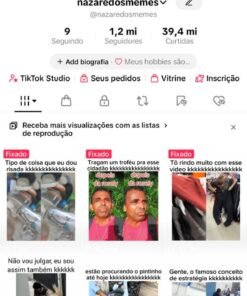 Nazaredosmemes conta do TikTok com 1,2 milhões Seguidores