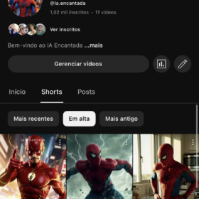 Canal Youtube de 1020 inscritos