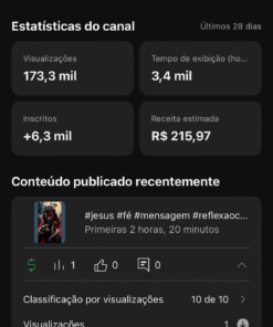 Canal Youtube MONETIZADO com 23.838 Inscritos