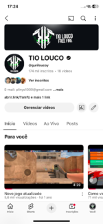 Canal YouTube com 174 mil Inscritos | VERIFICADO